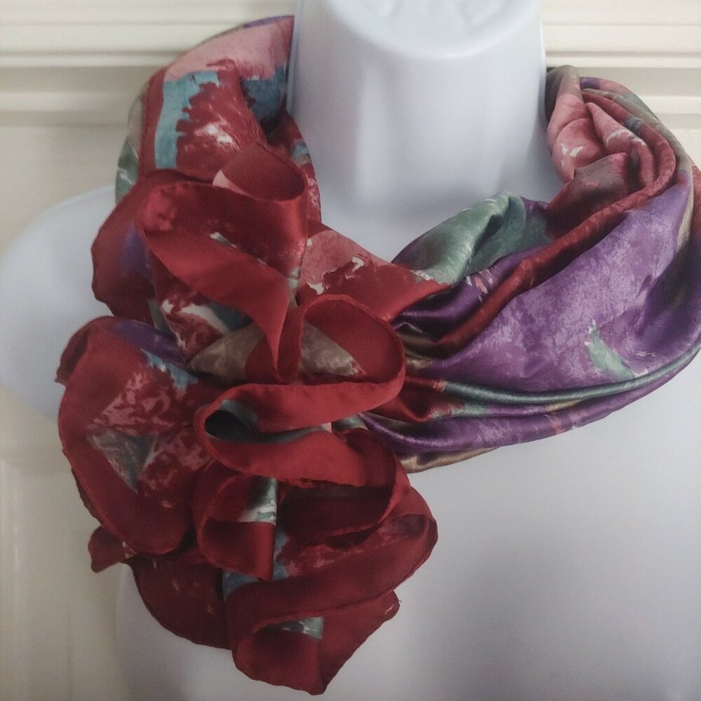 Art of the Scarf Rosie Posie Colorful Polyester Square Scarf